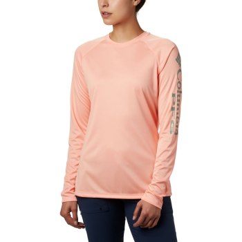 Columbia PFG Tidal Heather Long Sleeve, Sudaderas Rosas Para Mujer | 329687-SAD